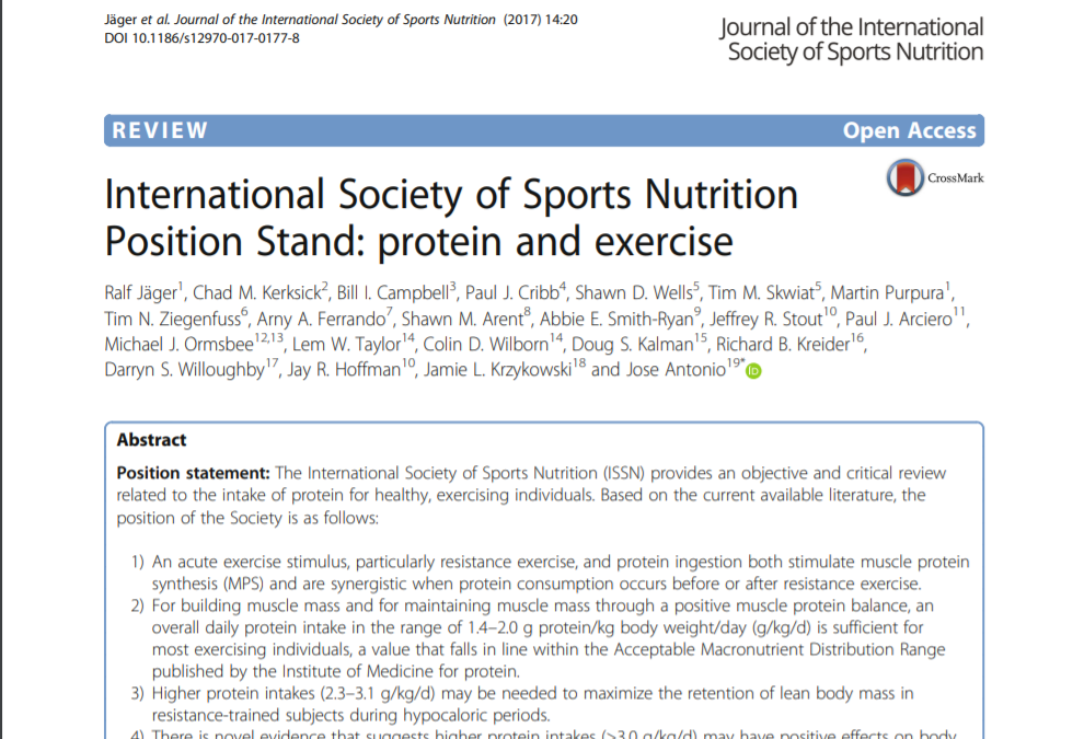 International Society of Sports Nutrition Position Stand: protein and exercise